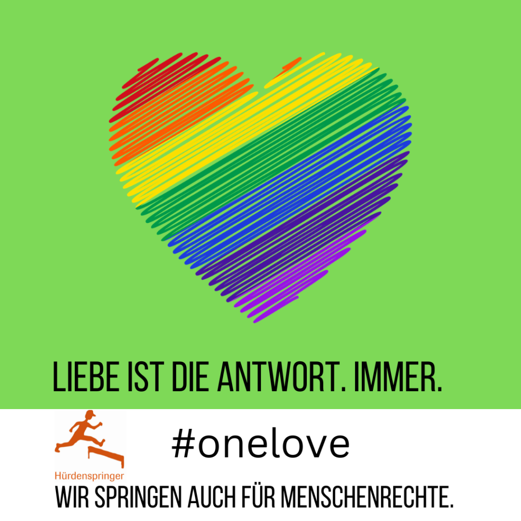 Ein erstelltes Sharepic eines Teilnehmers. Abgebildet ist ein Regenbogenfarbenes Herz und darunter der Wortlaut: Liebe ist die Antwort. Immer.. #onleove