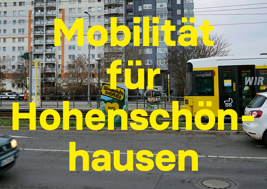 Auf der Postkarte steht: Mobilität für Hohenschönhausen